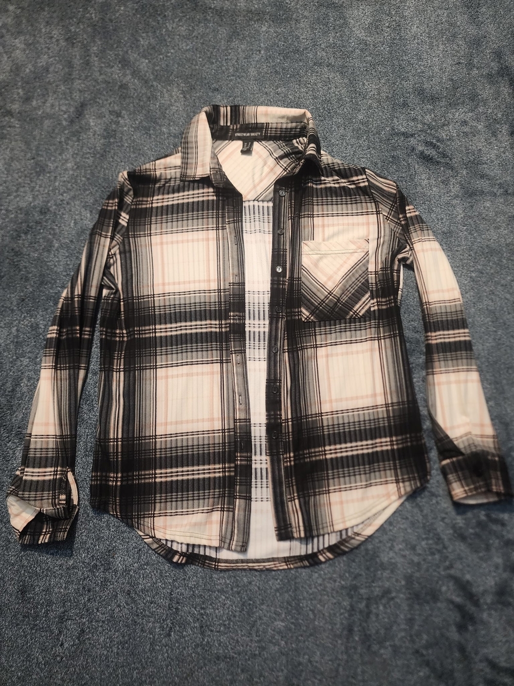 Streetwear Society Black & White Plaid Button-Down Shirt